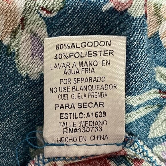 Umgee Womens Size M Teal Floral 3/4 Sleeve Tunic Top - Picture 8 of 9